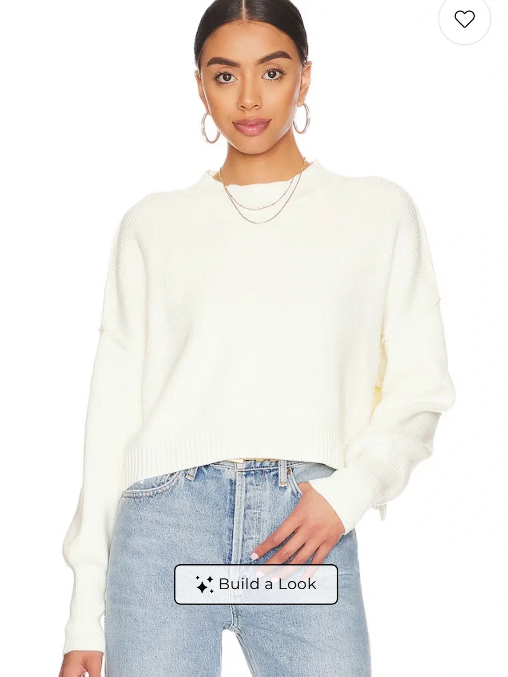 Free People Easy Street Crop Sweater in Moonglow Ribbed Boxy Mock Neck Sweater M